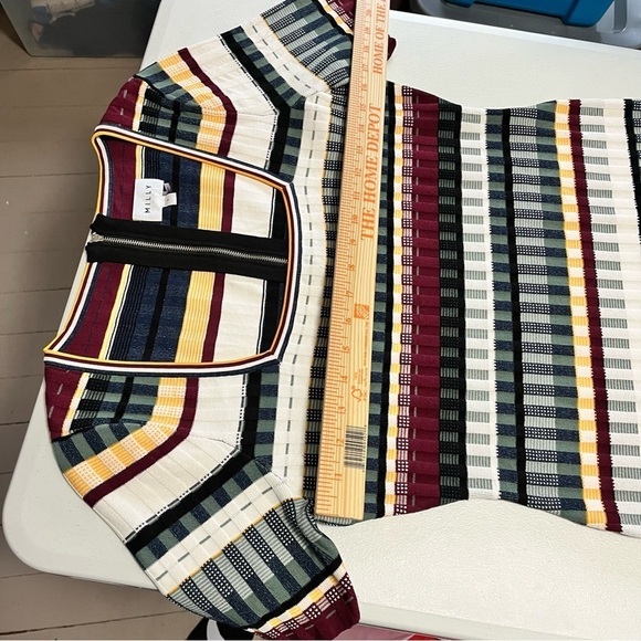 Milly Textured Tech Striped Knit Mini Dress Blue Multi Large Z - Picture 4 of 7